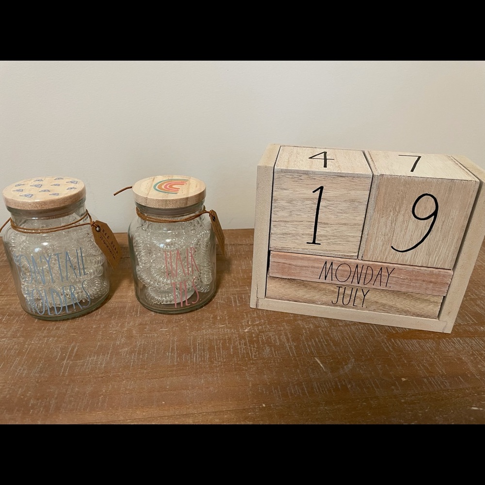 New Rae Dunn small hair tie jars.